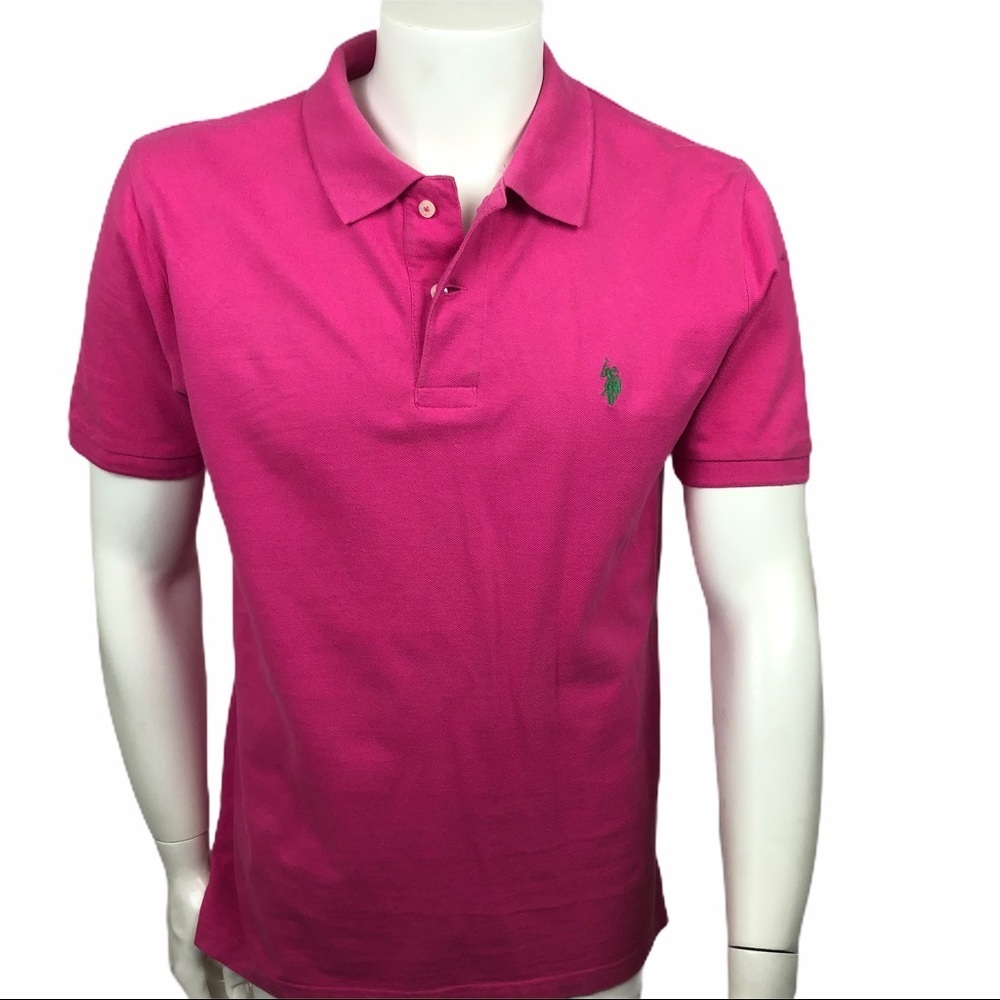 US POLO ASSO Men's Polo Shirt Pink Sz M